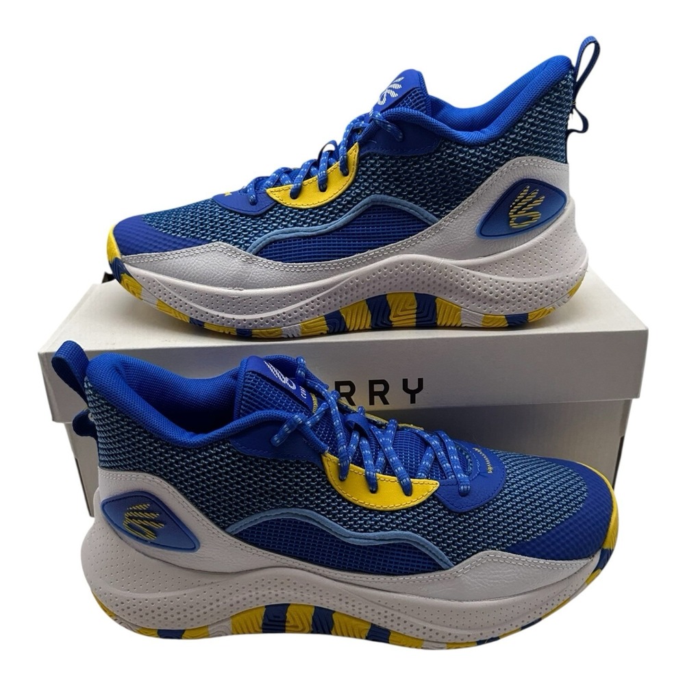 Curry Under Armour 3Z 24 Shoes Mens Sz 10 Blue/White/Yellow Sneakers 3027626-400